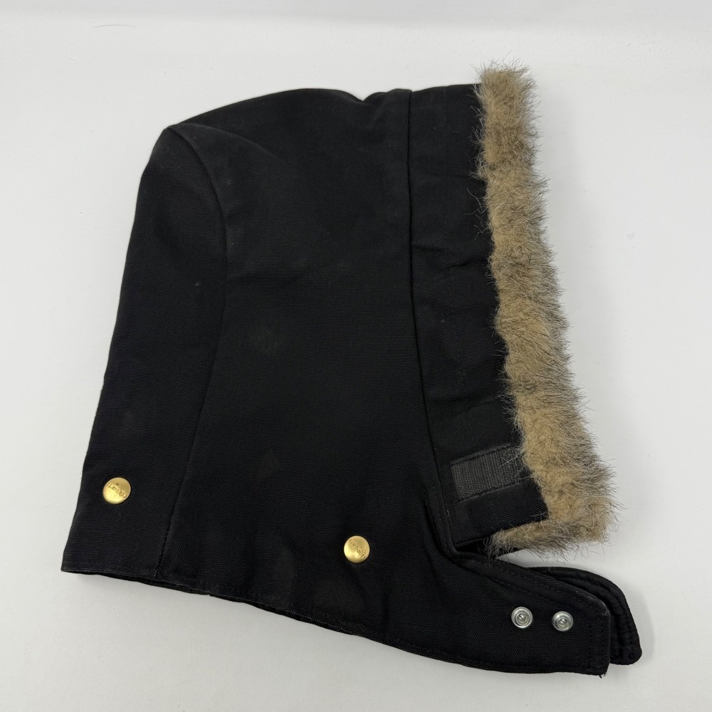 Carhartt Black Arctic Quilt Lined Duck Hood Faux Fur Trim Snap On Replacement